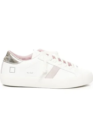 D.A.T.E. Buty, Kobieta, Biały, 38 EU, Zamsz, Białe Skórzane Sneakersy z Nadrukiem Logo