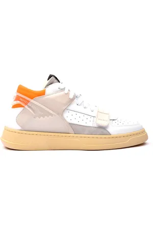 RUN OF Buty, Mężczyzna, Biały, 43 EU, Zamsz, Białe sneakersy ze skóry i zamszu