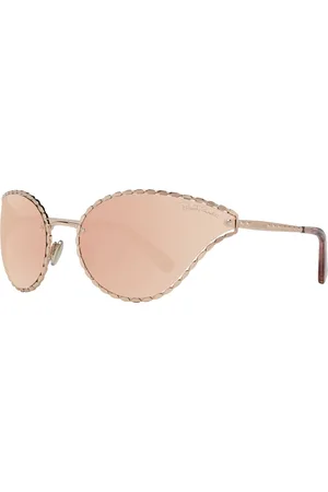 Roberto Cavalli Akcesoria, Kobieta, Różowy, ONE SIZE, Różowe Złote Okulary Przeciwsłoneczne Owalne z Lustrzanymi Szkłami