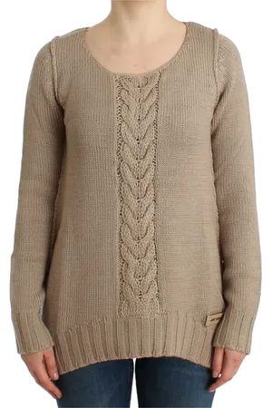 Roberto Cavalli Swetry, Kobieta, Beżowy, M, Wełna, Elegancki beżowy sweter z dzianiny