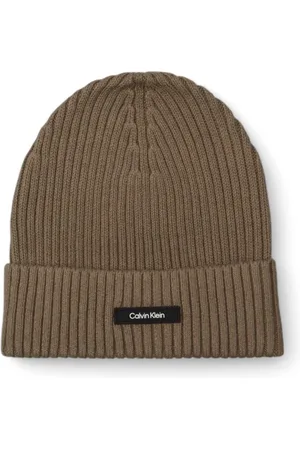 Calvin Klein Akcesoria, Mężczyzna, Beżowy, ONE SIZE, Kaszmir, Luksusowa Kaszmirowo-Bawełniana Czapka