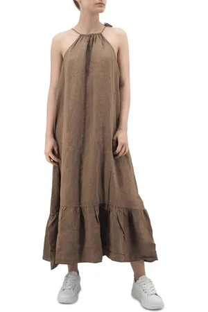 Replay Sukienki, Kobieta, Beżowy, S, Len, Lniana sukienka maxi Pure Linen