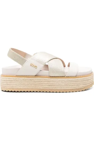 Liu Jo Buty, Kobieta, Beżowy, 40 EU, Złote Sandały Slingback z Podeszwą Flatform