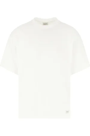 Saint Laurent Koszulki, Mężczyzna, Biały, XL, Bawełna, Casualowa bawełniana koszulka