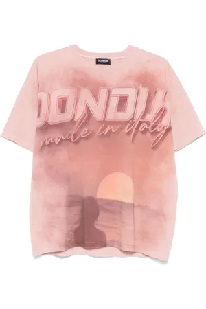 Dondup Koszulki, Kobieta, Różowy, S, Różowy T-shirt z graficznym nadrukiem
