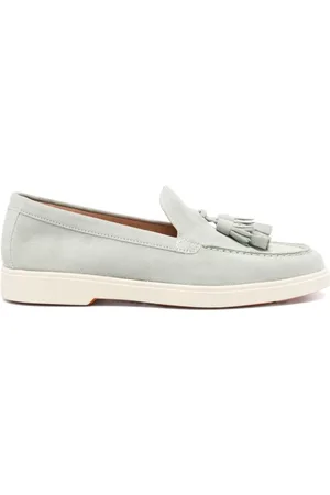 santoni Buty, Kobieta, Zielony, 39 1/2 EU, Zamsz, Zamszowe mokasyny z frędzlami na gumowej podeszwie
