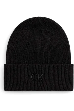 Calvin Klein Akcesoria, Kobieta, Czarny, ONE SIZE, Kaszmir, Luksusowa Czapka z Kaszmirem