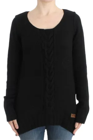 Roberto Cavalli Swetry, Kobieta, Czarny, XS, Wełna, Czarny sweter z dzianiny wełnianej