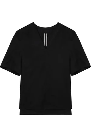 Rick Owens Koszulki, Kobieta, Czarny, XS, Bawełna, Casualowa Czarna Koszulka z Krótkim Rękawem