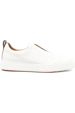 santoni Buty, Mężczyzna, Biały, 40 1/2 EU, Skóra, Beżowe wsuwane sneakersy ze skóry
