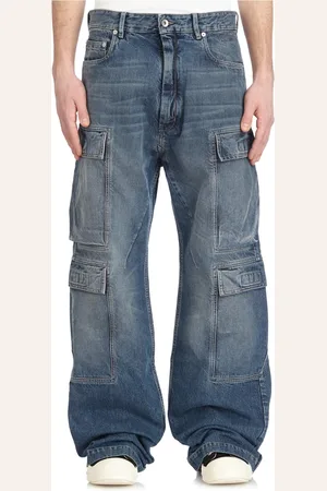 Rick Owens Jeansy, Mężczyzna, Niebieski, W32, Dwukrotny Cargo Jeansy Indigo