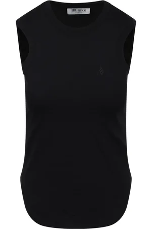 The Attico Koszulki, Kobieta, Czarny, XS, Top z haftowanym logo