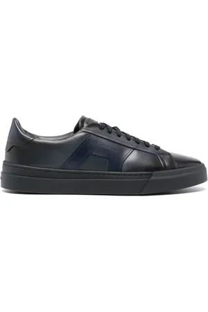 santoni Buty, Mężczyzna, Niebieski, 44 EU, Skóra, Niebieskie skórzane sneakersy sznurowane