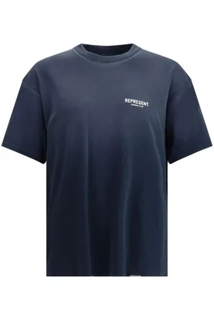 Represent Koszulki, Mężczyzna, Niebieski, S, Bawełna, Minimalistyczny bawełniany T-shirt z ikonicznym monogramem