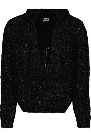 Saint Laurent Swetry, Mężczyzna, Czarny, S, Wełna, Kardigan z lureksem