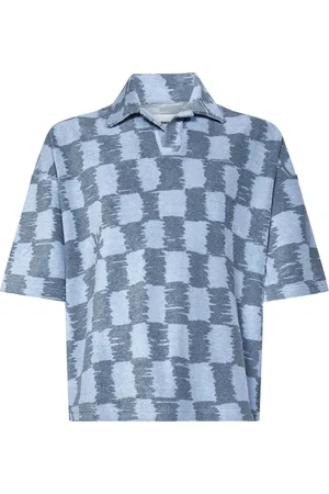 BONSAI Koszulki, Mężczyzna, Niebieski, M, Poliester, Niebieski Koszul Polo w Kratke Boxy Fit