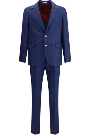 Brunello Cucinelli Garnitury, Mężczyzna, Niebieski, S, Elegancki Garnitur z Lnu Slim Fit