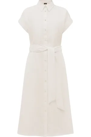 Kiton Sukienki, Kobieta, Biały, 2XS, Tłoczona Sukienka Dzienne z Bawełny