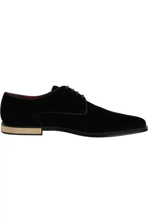 Dolce & Gabbana Buty, Mężczyzna, Czarny, 43 EU, Czarne Derby z aksamitu Buty