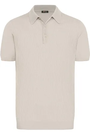 Kiton Koszulki, Mężczyzna, Szary, S, Koszulka polo z żebrowanym bawełnianym wzorem