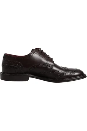 Dolce & Gabbana Buty, Mężczyzna, brązowy, 39 EU, Brązowe skórzane buty Wingtip Brogue