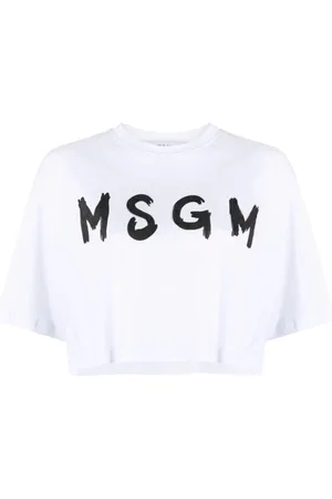 Msgm Koszulki, Kobieta, Biały, S, 01 T-Shirt, Klasyczny Styl