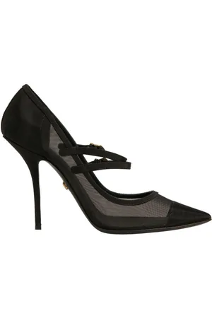 Dolce & Gabbana Buty, Kobieta, Czarny, 39 EU, Nylon, Czarne Szpilki na Słupku z Zapieciem