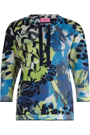 Betty Barclay Swetry, Kobieta, Niebieski, 2XL, Sweter z cienkiego dzianiny z nadrukiem leoparda