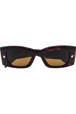 Alexander McQueen Akcesoria, Kobieta, brązowy, ONE SIZE, Brązowe okulary przeciwsłoneczne z akrylu z detalami ćwieków