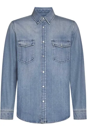Saint Laurent Koszule, Mężczyzna, Niebieski, M, Denim, Denimowa koszula z klasycznym kołnierzykiem