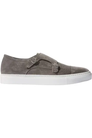 Scarosso Buty, Mężczyzna, Szary, 42 EU, Zamsz, Ręcznie Robione Szare Zamszowe Sneakersy Monkstrap