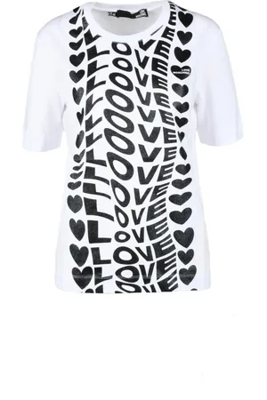 Moschino Koszulki, Kobieta, Biały, M, Bawełniany t-shirt z unikalnym wzorem
