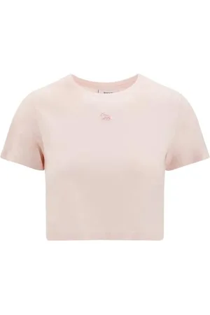Maison Kitsuné Koszulki, Kobieta, Różowy, L, Ikoniczny Logo Bawełniany T-shirt