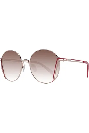 Emilio Pucci Akcesoria, Kobieta, Różowy, ONE SIZE, Różowe Złote Okrągłe Okulary Przeciwsłoneczne z Gradientowymi Soczewkami