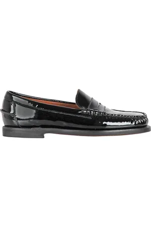 SEBAGO Buty, Kobieta, Czarny, 37 1/2 EU, Skóra, Lakierowane mokasyny z okrągłym noskiem