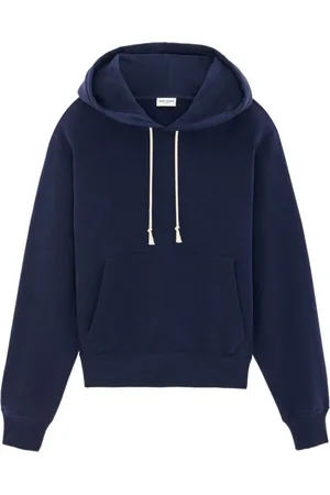 Saint Laurent Bluzy, Mężczyzna, Niebieski, S, Bawełna, Niebieska Bluza z Kapturem Cassandre