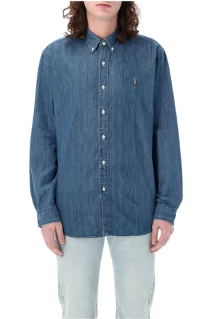 Ralph Lauren Koszule, Mężczyzna, Niebieski, M, Denim, Denimowa koszula Custom Fit