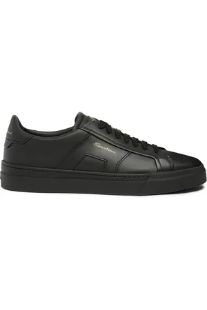 santoni Buty, Mężczyzna, Czarny, 44 1/2 EU, Skóra, Sneakersy sznurowane z podwójną klamrą
