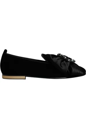 Dolce & Gabbana Buty, Mężczyzna, Czarny, 43 EU, Welurowe Baletki z Kokardą