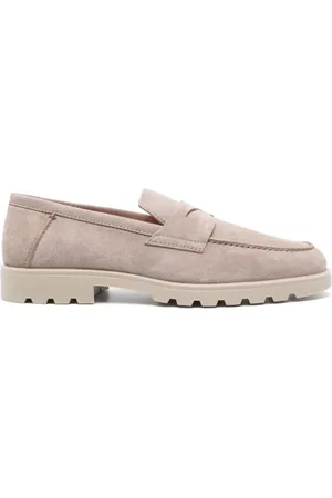 santoni Buty, Mężczyzna, brązowy, 44 EU, Zamsz, Brązowe mokasyny z zamszu w kolorze taupe z migdałowym noskiem