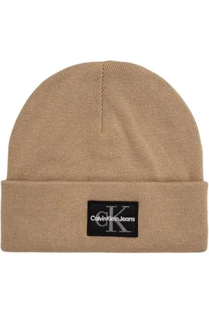 Calvin Klein Akcesoria, Mężczyzna, Beżowy, ONE SIZE, Bawełna, Logo Patch Ciepła Bawełna Akryl