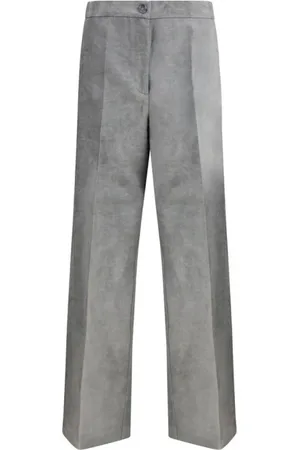 Pinko Spodnie, Kobieta, Szary, 2XS, Satin Wide Leg Flamed Finish Spodnie
