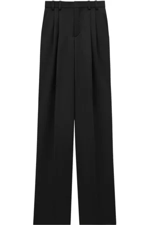 Saint Laurent Spodnie, Kobieta, Czarny, M, Satyna, Luźne satynowe spodnie