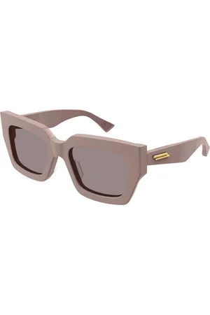 Bottega Veneta Akcesoria, Kobieta, Fioletowy, ONE SIZE, Fioletowe kwadratowe okulary przeciwsłoneczne z fioletową soczewką