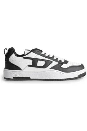 Diesel Buty, Mężczyzna, Czarny, 42 EU, Skóra, Białe Skórzane Niskie Sneakersy