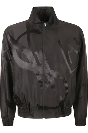 Saint Laurent Kurtki, Mężczyzna, Czarny, M, Cassandre Oversize P Bomber Jacket