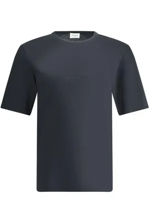 Saint Laurent Koszulki, Mężczyzna, Czarny, M, Koszulka z haftowanym logo