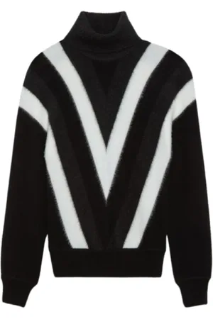 Saint Laurent Swetry, Mężczyzna, Czarny, S, Wełna, Czarny golf z wełny w jodełkę