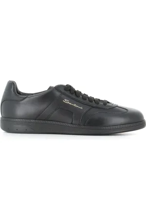 santoni Buty, Mężczyzna, Czarny, 43 EU, Skóra, Czarne skórzane sneakersy