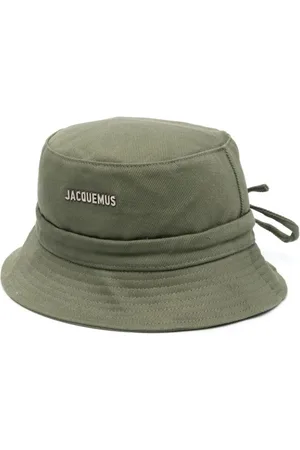 Jacquemus Akcesoria, unisex, Zielony, 60 CM, Len, Zielony Kapelusz Bucket z Srebrnym Logo
